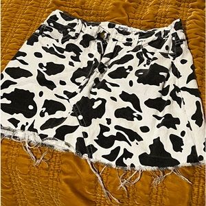 Princess Polly Cowprint Denim Skirt